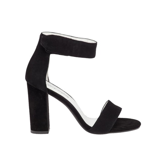 Jeffrey Campbell Lindsay Sandal Open Toe Black Suede Ankle Strap Block H… - Picture 1 of 7